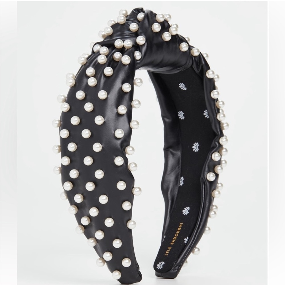 Lele Sadoughi Faux Leather Pearl Headband